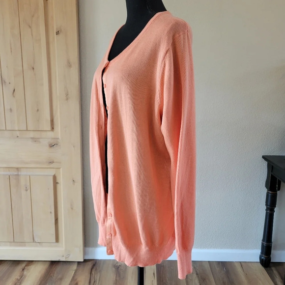 JESSICA LONDON Coral Orange Button Down Cardigan Sweater SIZE 18/20 - Picture 2 of 11